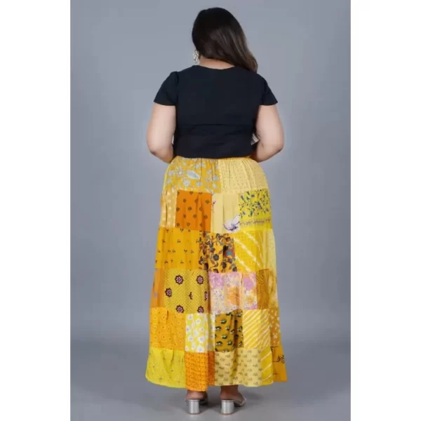 Women's Rayon Printed Elastic Skirt (Multicolor, Free Size)