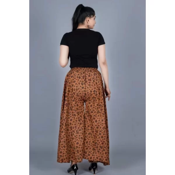 Women's Cotton Printed Elastic Palazzo Pant (Brown, Free Size)