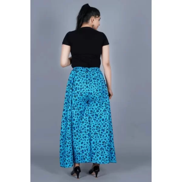 Generic Women's Cotton Printed Elastic Palazzo Pant (Light Blue, Free Size)