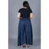 Women's Cotton Printed Elastic Palazzo Pant (Blue, Free Size)