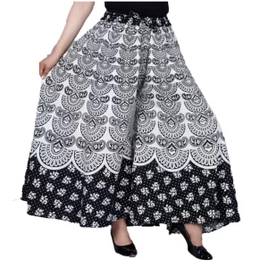Generic Women’s Cotton Jaipur Printed Elastic Palazzo Pant (Black, Free Size)