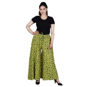Generic Women’s Cotton Printed Elastic Palazzo Pant (Green, Free Size)