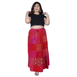 Generic Women’s Rayon Printed Elastic Skirt (Multicolor, Free Size)