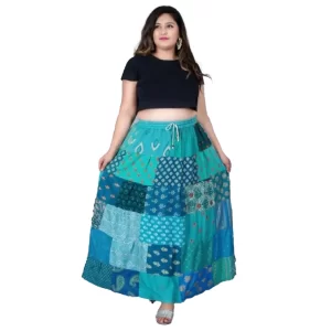 Generic Women’s Rayon Printed Elastic Skirt (Multicolor, Free Size)