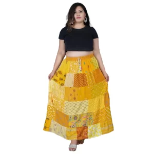 Generic Women’s Rayon Printed Elastic Skirt (Multicolor, Free Size)