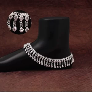 Generic Women’s Silver Color Anklets (Free Size: Upto 10")