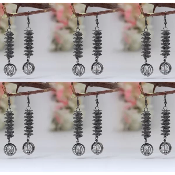 Generic Women's Black Color Antique Earrings Combo Of 6 Pairs