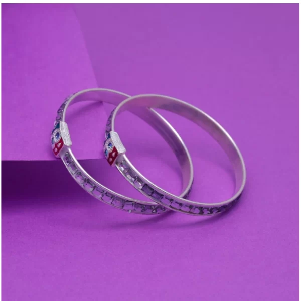 Generic Silver Color 1 Pair Of Oxidised Kids Bangles Size: 1.6