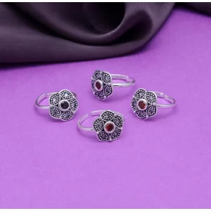 Generic Women’s Multi Color Assorted Design Adjustable Toe Rings Combo Of 2 Pairs