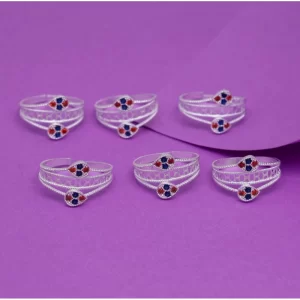Generic Women’s Multi Color Assorted Design Adjustable Toe Rings Combo Of 3 Pairs