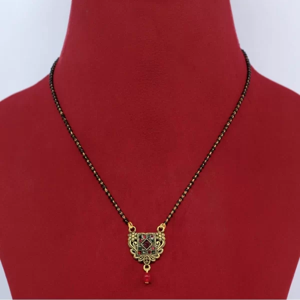 Generic Women's Maroon & Green Color 5 Piece Of Mangalsutra Combo