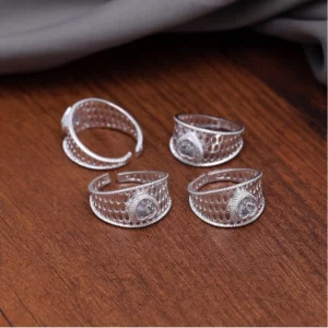 Generic Women’s Multi Color Assorted Design Toe Rings Combo Of 4 Pairs