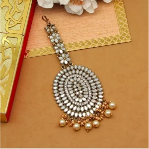 Generic Women’s Gold Color Mirror Work Maang Tikka