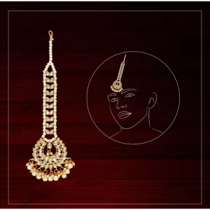 Generic Women’s White Color Imitation Pearl & Kundan Maang Tikka