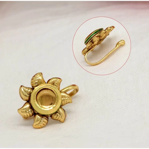 Women's Multi Color Kundan Nose Pin Combo Of 4 Pieces