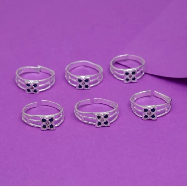Generic Women's Multi Color Assorted Design Adjustable Toe Rings Combo Of 3 Pairs