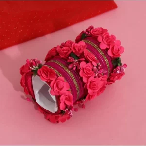 Generic Women’s Rani Color Floral Bangles Set: 2.4