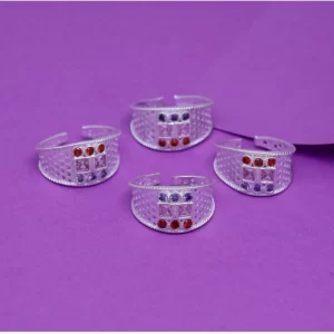 Generic Women’s Multi Color Assorted Design Adjustable Toe Rings Combo Of 2 Pairs