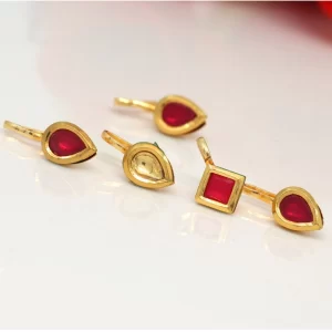 Generic Women’s Assorted Color Kundan Nose Pin Combo Of 5 Pieces