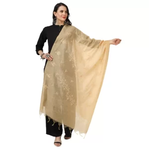 Generic Women’s Cotton Embroidered Dupatta (Gold, Length: 2.25 to 2.50 Mtr)
