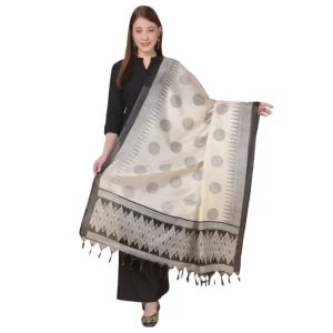 Generic Women’s Art Silk Printed Dupatta (Black, Length: 2.25 to 2.50 Mtr)