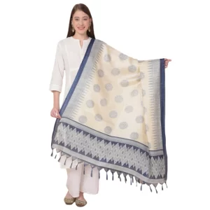 Generic Women’s Art Silk Printed Dupatta (Blue, Length: 2.25 to 2.50 Mtr)