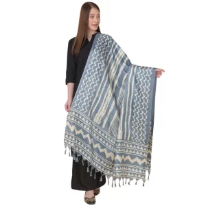 Generic Women’s Art Silk Printed Dupatta (Grey, Length: 2.25 to 2.50 Mtr)
