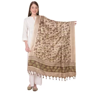 Generic Women’s Art Silk Printed Dupatta (Gold, Length: 2.25 to 2.50 Mtr)