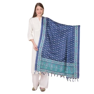 Generic Women’s Art Silk Printed Dupatta (Blue, Length: 2.25 to 2.50 Mtr)