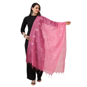 Generic Women’s Cotton Embroidered Dupatta (Pink, Length: 2.25 to 2.50 Mtr)