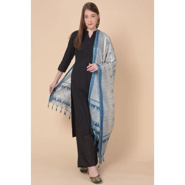 Women's Art Silk Printed Dupatta (Turquoise, Length: 2.25 to 2.50 Mtr)