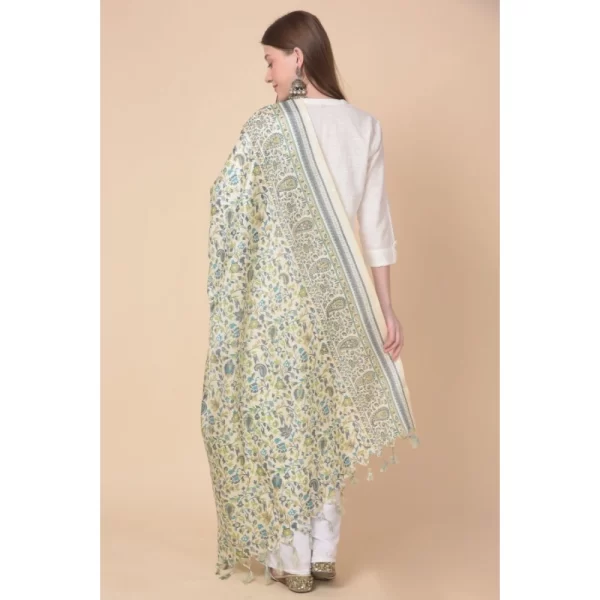 Women's Art Silk Printed Dupatta (Off White, Length: 2.25 to 2.50 Mtr)