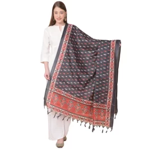 Generic Women’s Art Silk Printed Dupatta (Black, Length: 2.25 to 2.50 Mtr)
