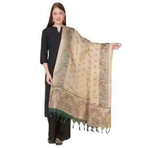 Generic Women’s Art Silk Printed Dupatta (Gold, Length: 2.25 to 2.50 Mtr)