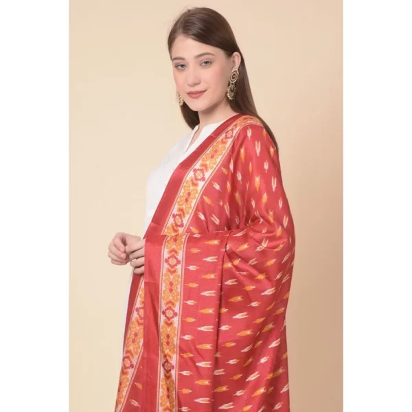 Women's Art Silk Printed Dupatta (Red, Length: 2.25 to 2.50 Mtr)