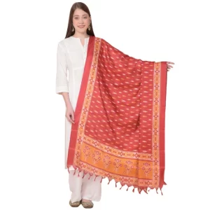Generic Women’s Art Silk Printed Dupatta (Red, Length: 2.25 to 2.50 Mtr)
