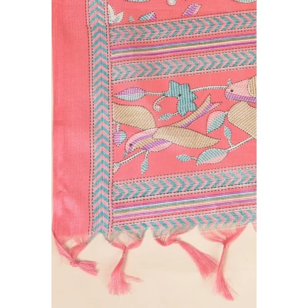 Generic Women's Art Silk Printed Dupatta (Pink, Length: 2.25 to 2.50 Mtr)