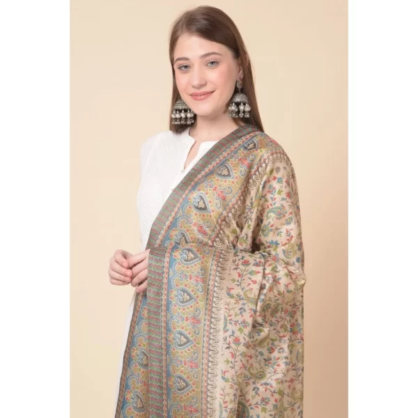 Generic Women's Art Silk Printed Dupatta (Light Brown, Length: 2.25 to 2.50 Mtr)