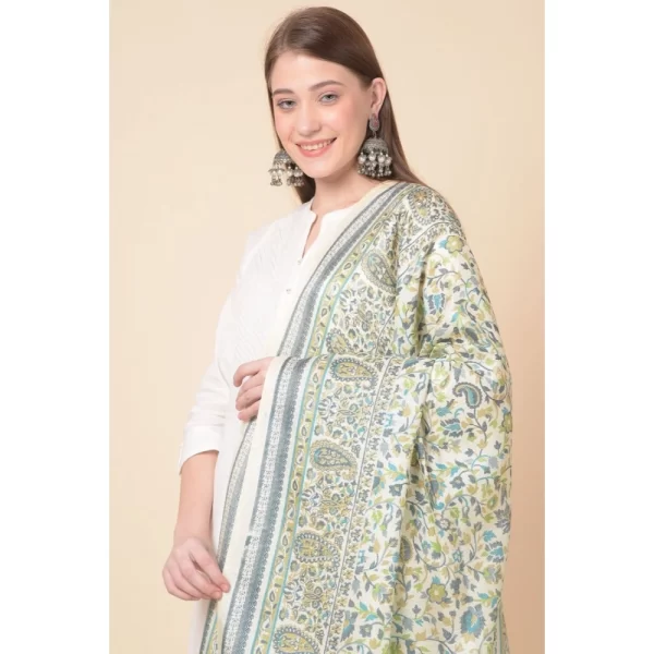 Women's Art Silk Printed Dupatta (Off White, Length: 2.25 to 2.50 Mtr)
