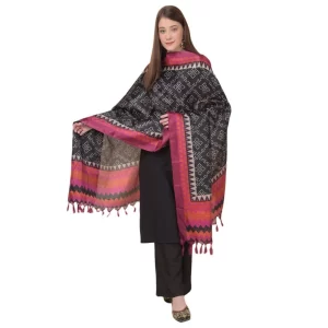 Generic Women’s Art Silk Printed Dupatta (Black, Length: 2.25 to 2.50 Mtr)