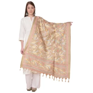 Generic Women’s Art Silk Printed Dupatta (Light Brown, Length: 2.25 to 2.50 Mtr)