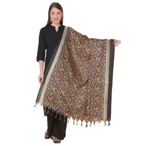 Generic Women’s Art Silk Printed Dupatta (Black, Length: 2.25 to 2.50 Mtr)