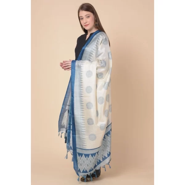 Women's Art Silk Printed Dupatta (Turquoise, Length: 2.25 to 2.50 Mtr)