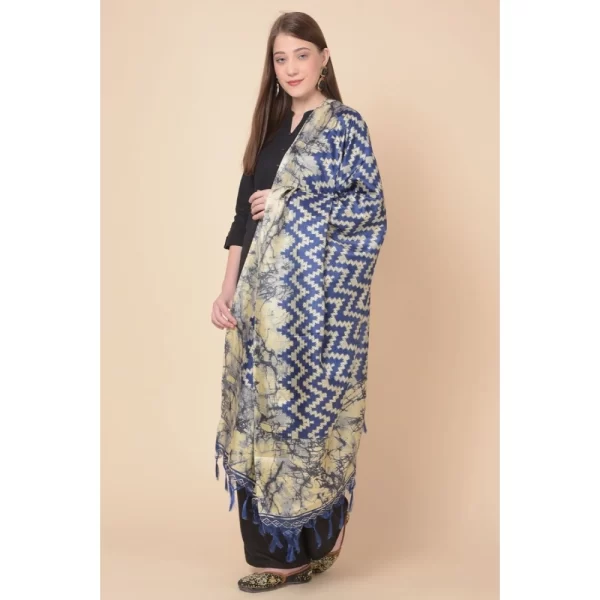 Women's Art Silk Printed Dupatta (Blue, Length: 2.25 to 2.50 Mtr)