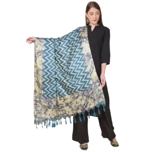 Generic Women’s Art Silk Printed Dupatta (Blue, Length: 2.25 to 2.50 Mtr)