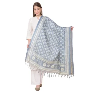 Generic Women’s Art Silk Printed Dupatta (Grey, Length: 2.25 to 2.50 Mtr)