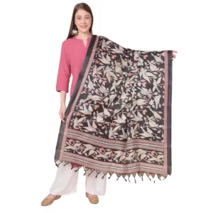 Generic Women’s Art Silk Printed Dupatta (Black, Length: 2.25 to 2.50 Mtr)