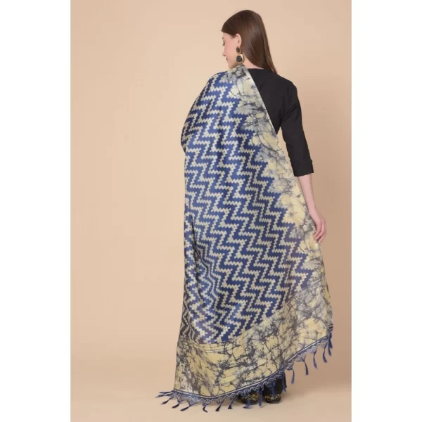 Women's Art Silk Printed Dupatta (Blue, Length: 2.25 to 2.50 Mtr)