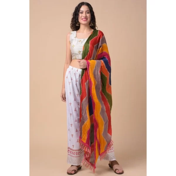 Women's Chanderi Printed Dupatta (Multicolor, Length: 2.25 to 2.50 Mtr)