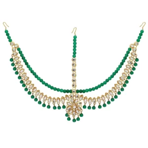 Generic Women’s Green Color Imitation Pearl & Kundan Work Matha Patti